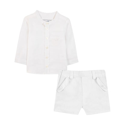 100% White Linen Baby Shirt &amp; Shorts