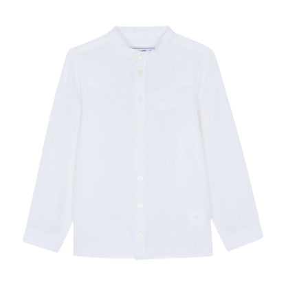 100% White Linen Chinese Collar Shirt &amp; Navy Shorts