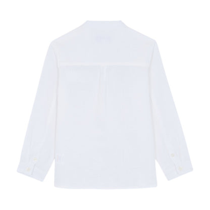 100% White Linen Chinese Collar Shirt &amp; Navy Shorts