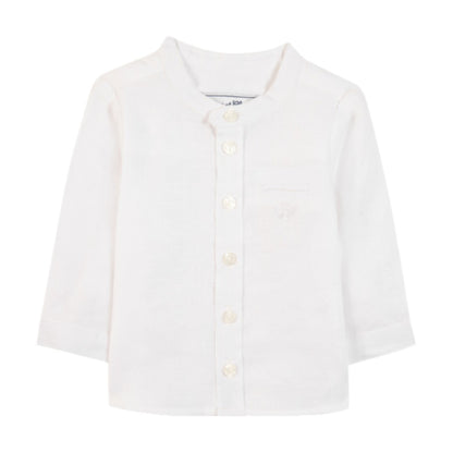 100% White Linen Baby Shirt &amp; Green Shorts