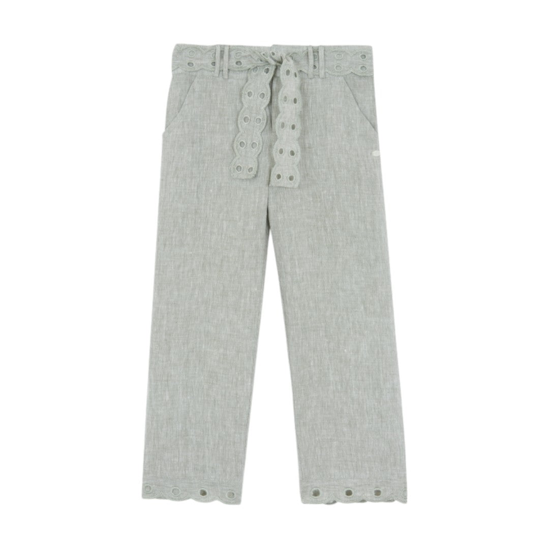Girls Hand Embroidered Top &amp; 100% Linen Embroidery Trousers
