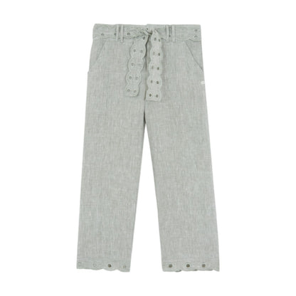 Girls Hand Embroidered Top &amp; 100% Linen Embroidery Trousers