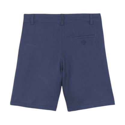 100% White Linen Chinese Collar Shirt &amp; Navy Shorts