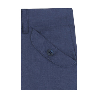 100% White Linen Chinese Collar Shirt &amp; Navy Shorts