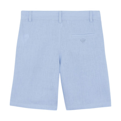 100% White Linen Chinese Collar Shirt &amp; Sky Blue Shorts