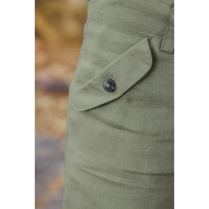 100% White Linen Chinese Collar Shirt &amp; Green Shorts
