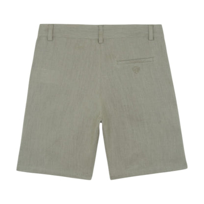 100% White Linen Chinese Collar Shirt &amp; Green Shorts