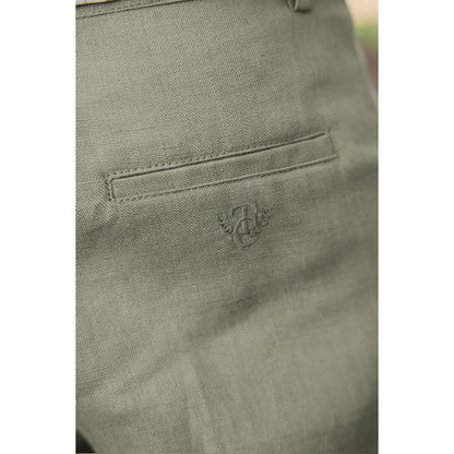 100% White Linen Chinese Collar Shirt &amp; Green Shorts