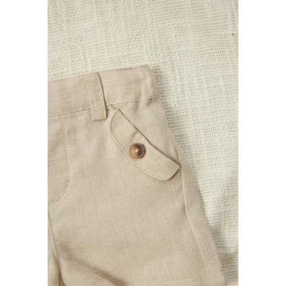 100% White Linen Baby Shirt &amp; Beige Shorts