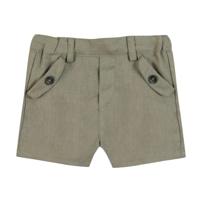 100% White Linen Baby Shirt &amp; Green Shorts