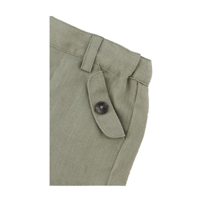 100% White Linen Baby Shirt &amp; Green Shorts