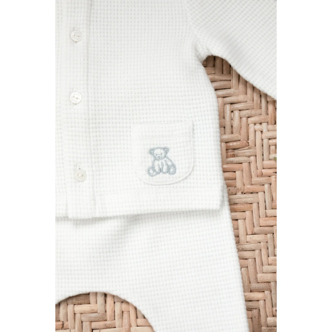 100% Cotton Knit Baby Set - Ecru