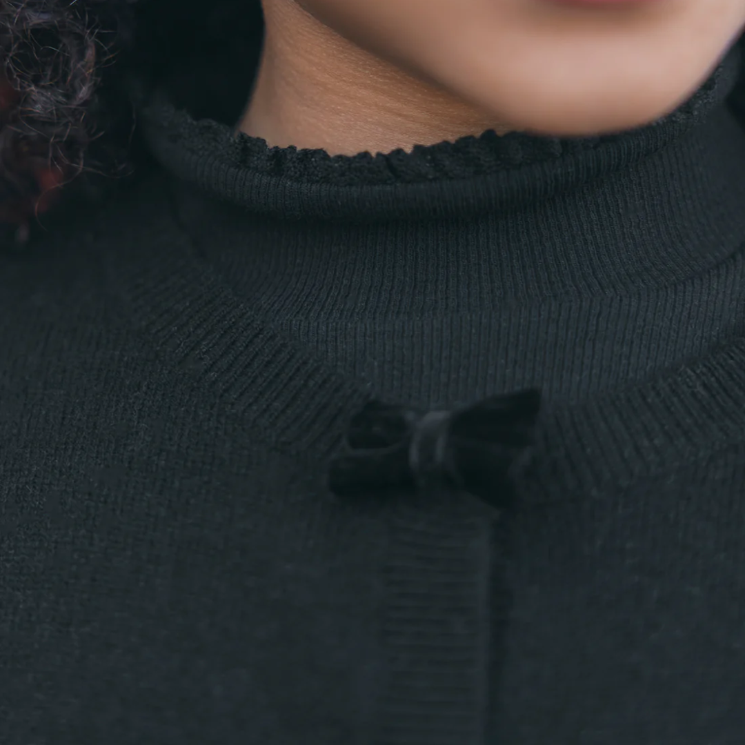 Black Velvet Bow Cardigan
