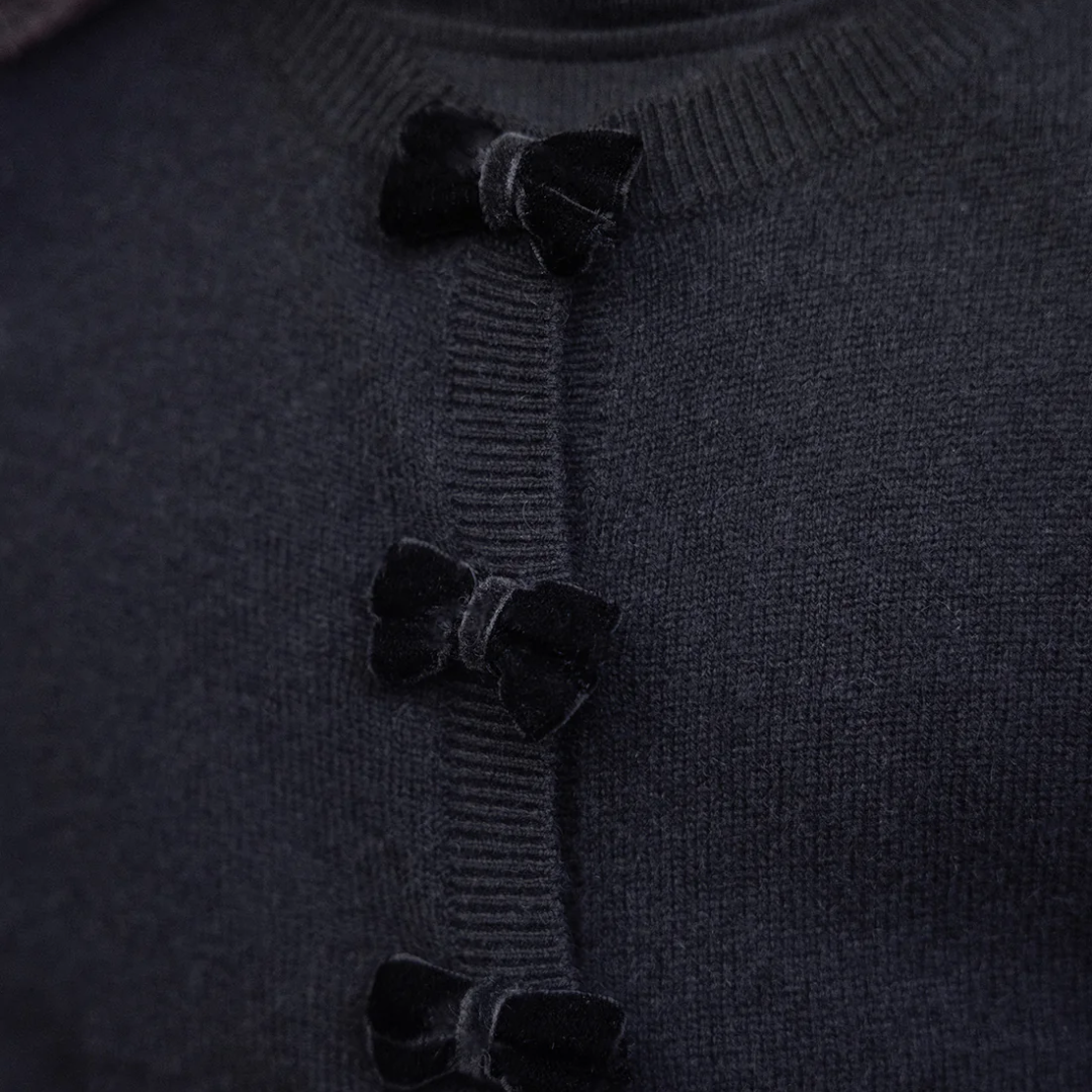 Black Velvet Bow Cardigan