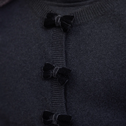 Black Velvet Bow Cardigan