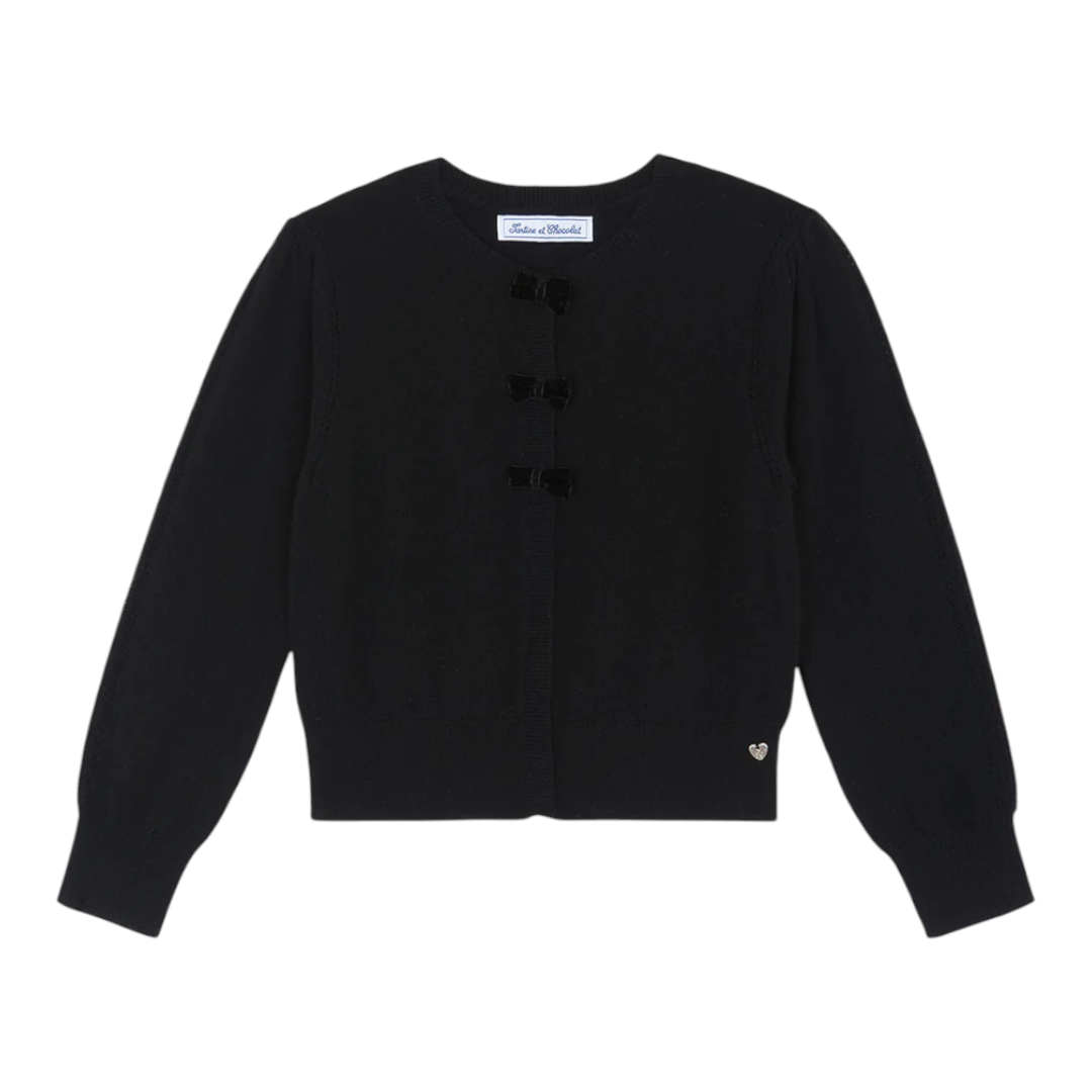 Black Velvet Bow Cardigan