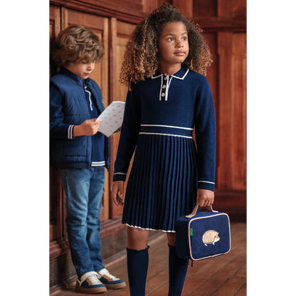 Classic Navy Pleat Dress