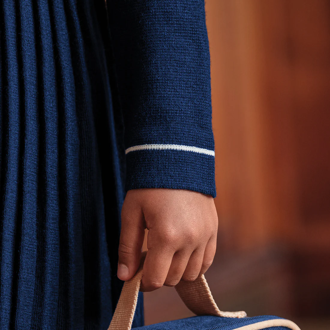 Classic Navy Pleat Dress