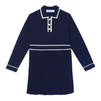 Classic Navy Pleat Dress