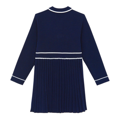 Classic Navy Pleat Dress