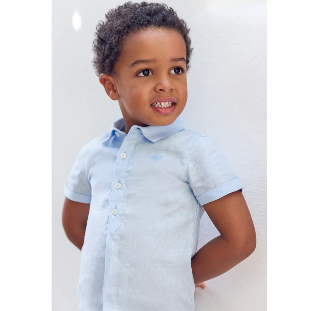 Boys Sky Blue Linen Shirt