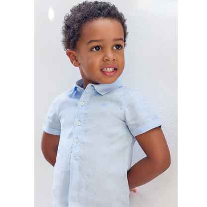 Boys Sky Blue Linen Shirt