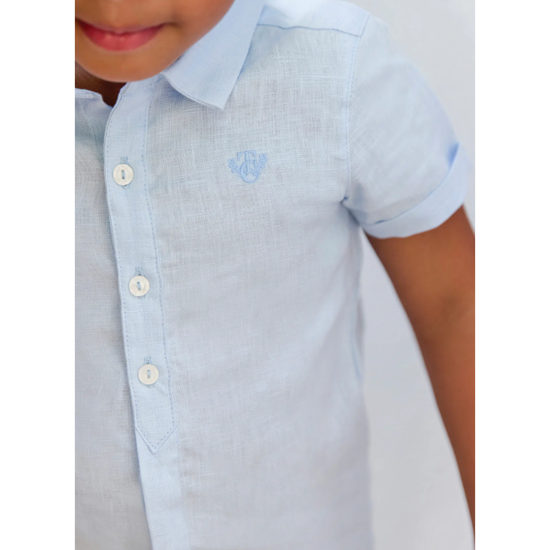 Boys Sky Blue Linen Shirt