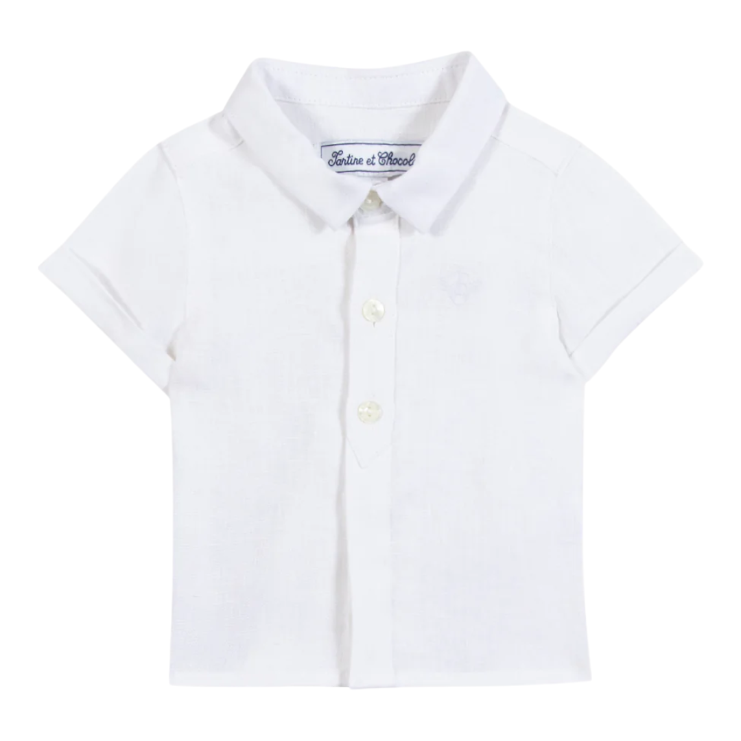 Boys White Linen Shirt