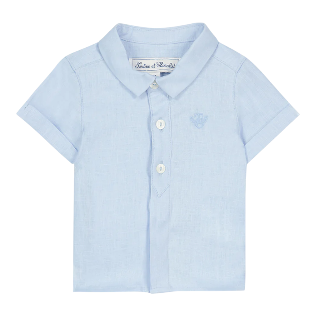 Boys Sky Blue Linen Shirt