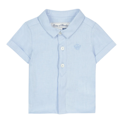 Boys Sky Blue Linen Shirt