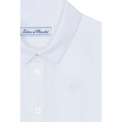 Boys White Linen Shirt &amp; Sand Linen Ceremony Shorts Set