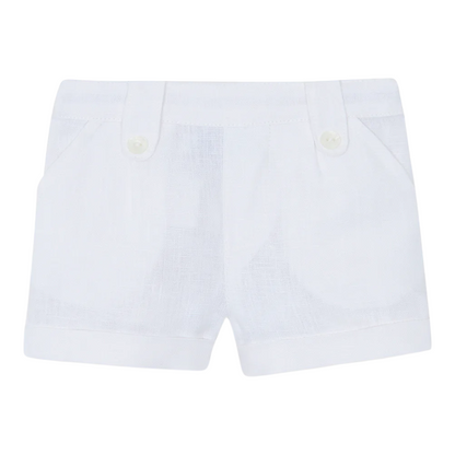 Boys White Linen Shorts