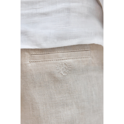 Boys White Linen Shirt &amp; Sand Linen Ceremony Shorts Set