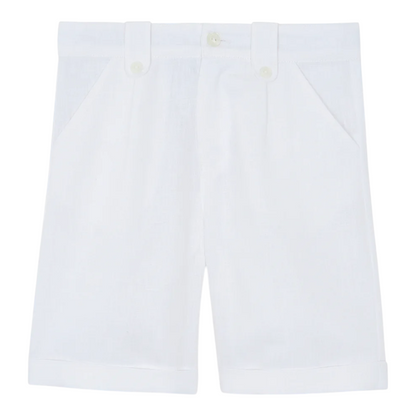 Boys Blue Cloud Linen Shirt &amp; White Linen Shorts Ceremony Set