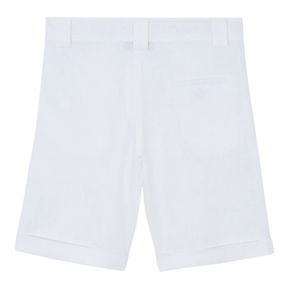 Boys Blue Cloud Linen Shirt &amp; White Linen Shorts Ceremony Set