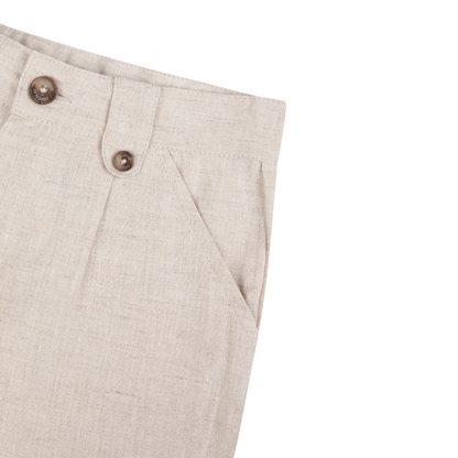 Boys White Linen Shirt &amp; Sand Linen Ceremony Shorts Set