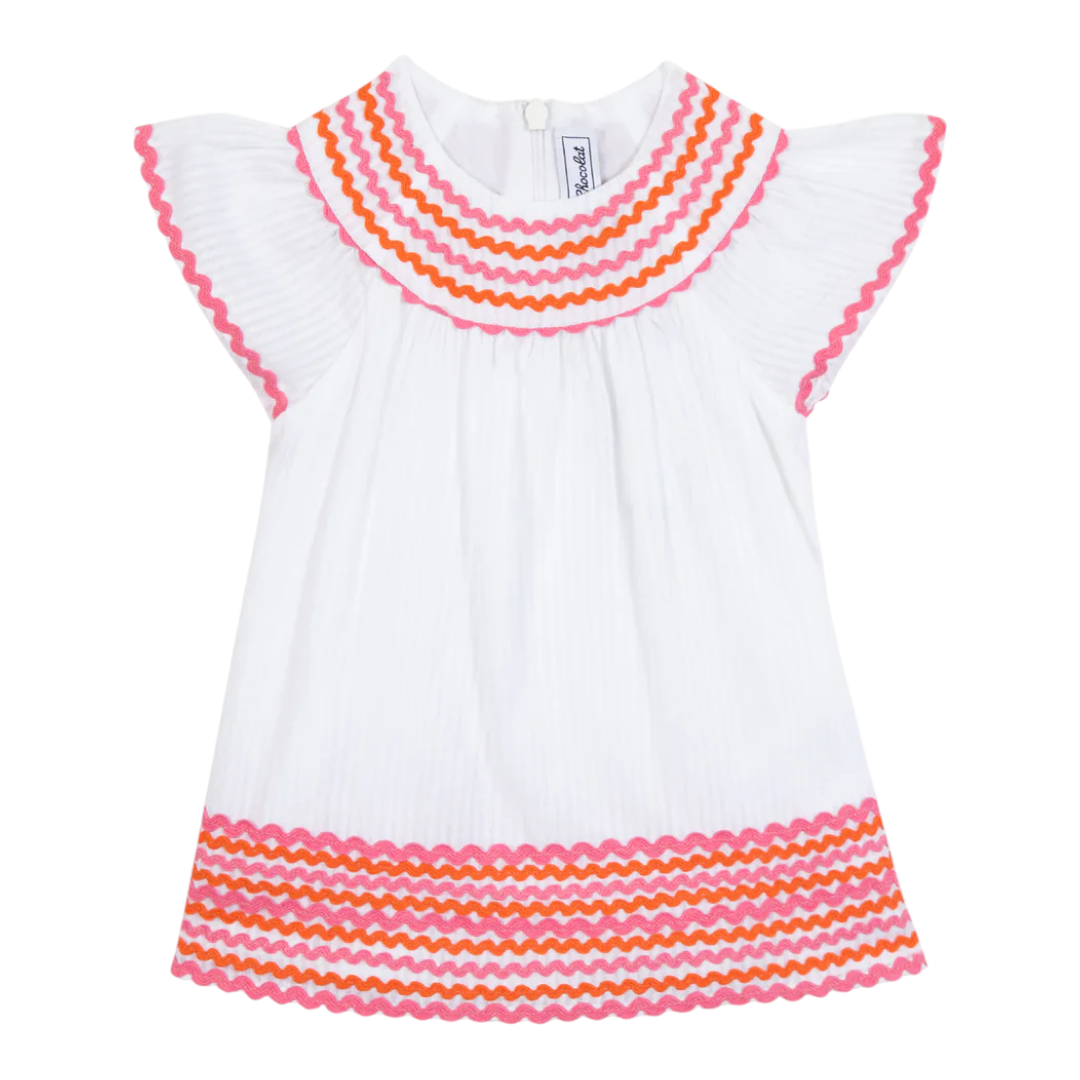 Girls White Cotton Summer Dress