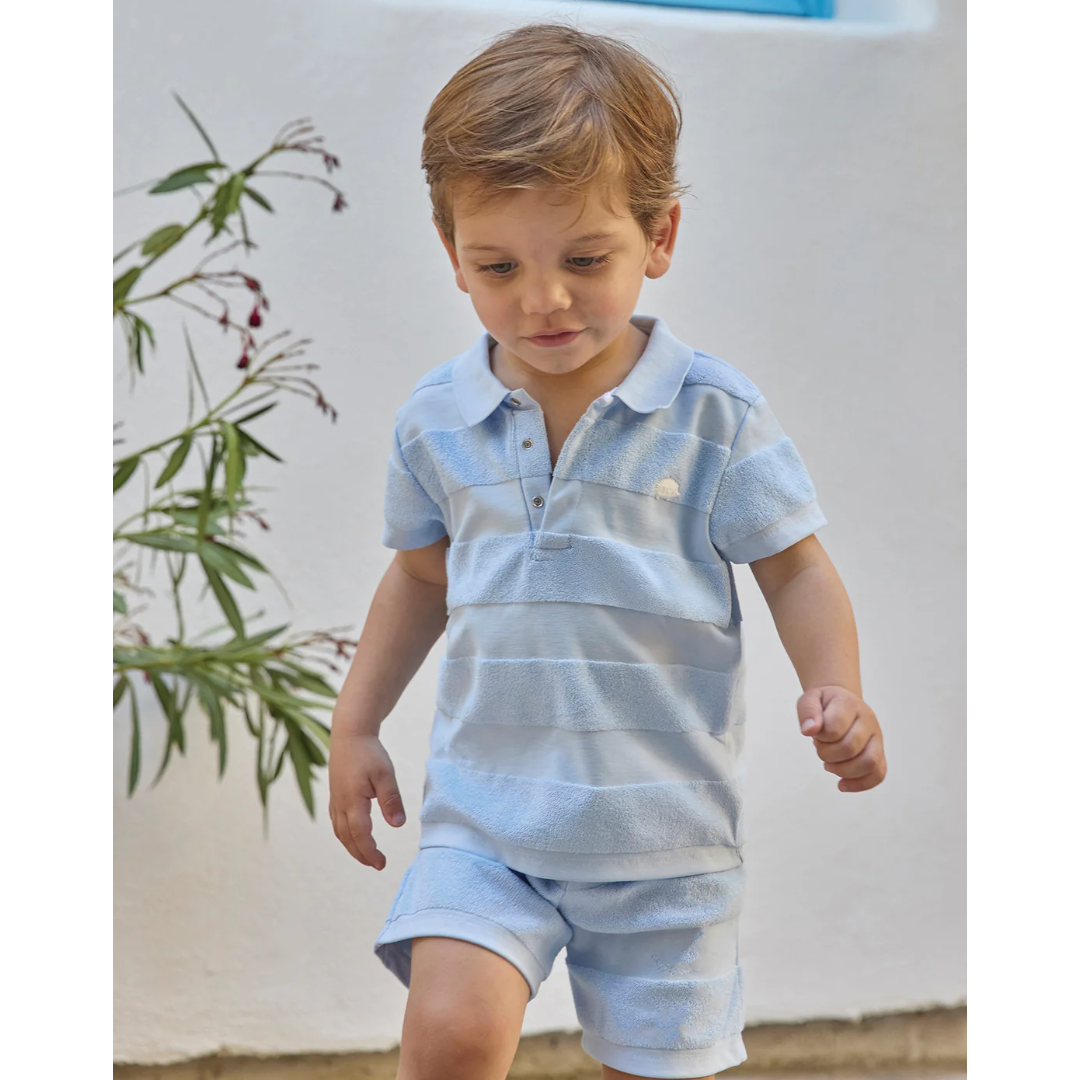 Boys Blue Cloud Striped T-Shirt &amp; Shorts Set