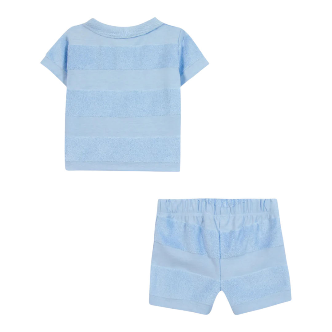 Boys Blue Cloud Striped T-Shirt &amp; Shorts Set