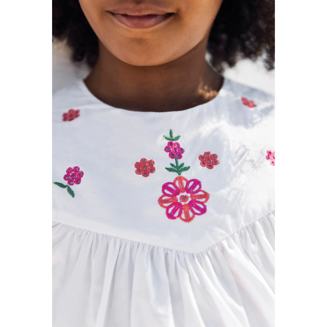 Girls White Embroidered Cotton Short Set