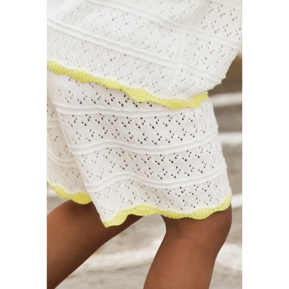 Girls Ecru Openwork Knit Short Set