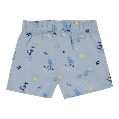 Boys Blue Seaside Print Swim Shorts
