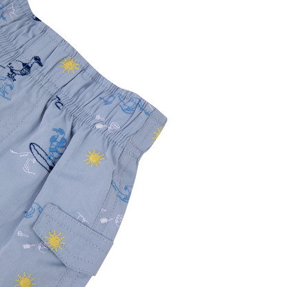 Boys Blue Seaside Print Swim Shorts