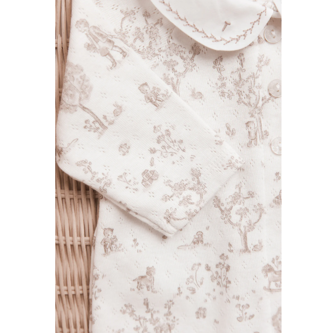 Baby Ecru Fantasy Garden Cotton Romper