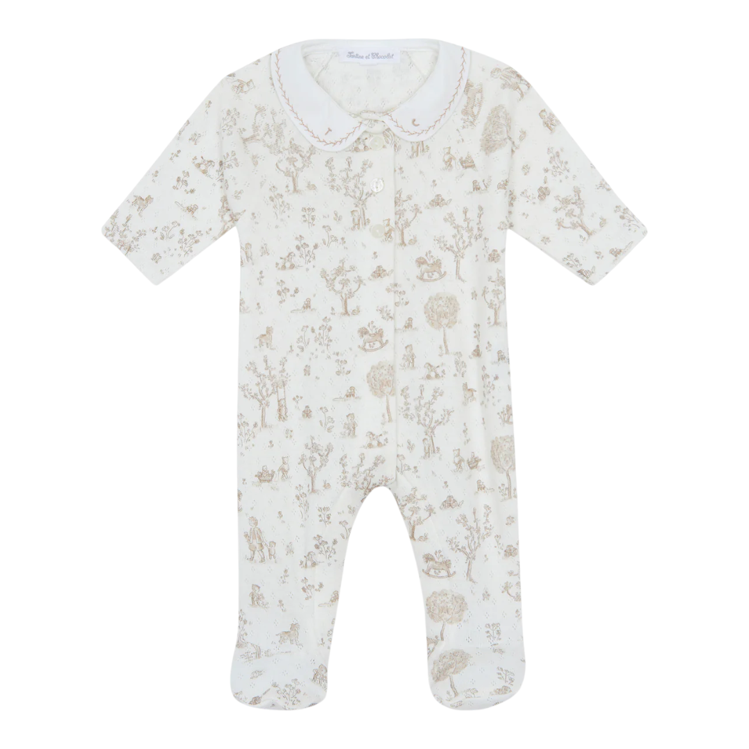Baby Ecru Fantasy Garden Cotton Romper