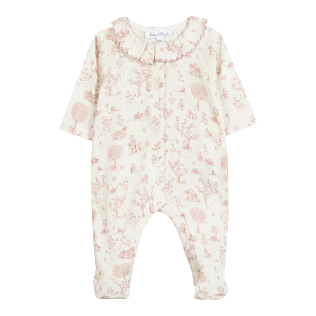 Baby Girls Pink Fantasy Garden Cotton Romper