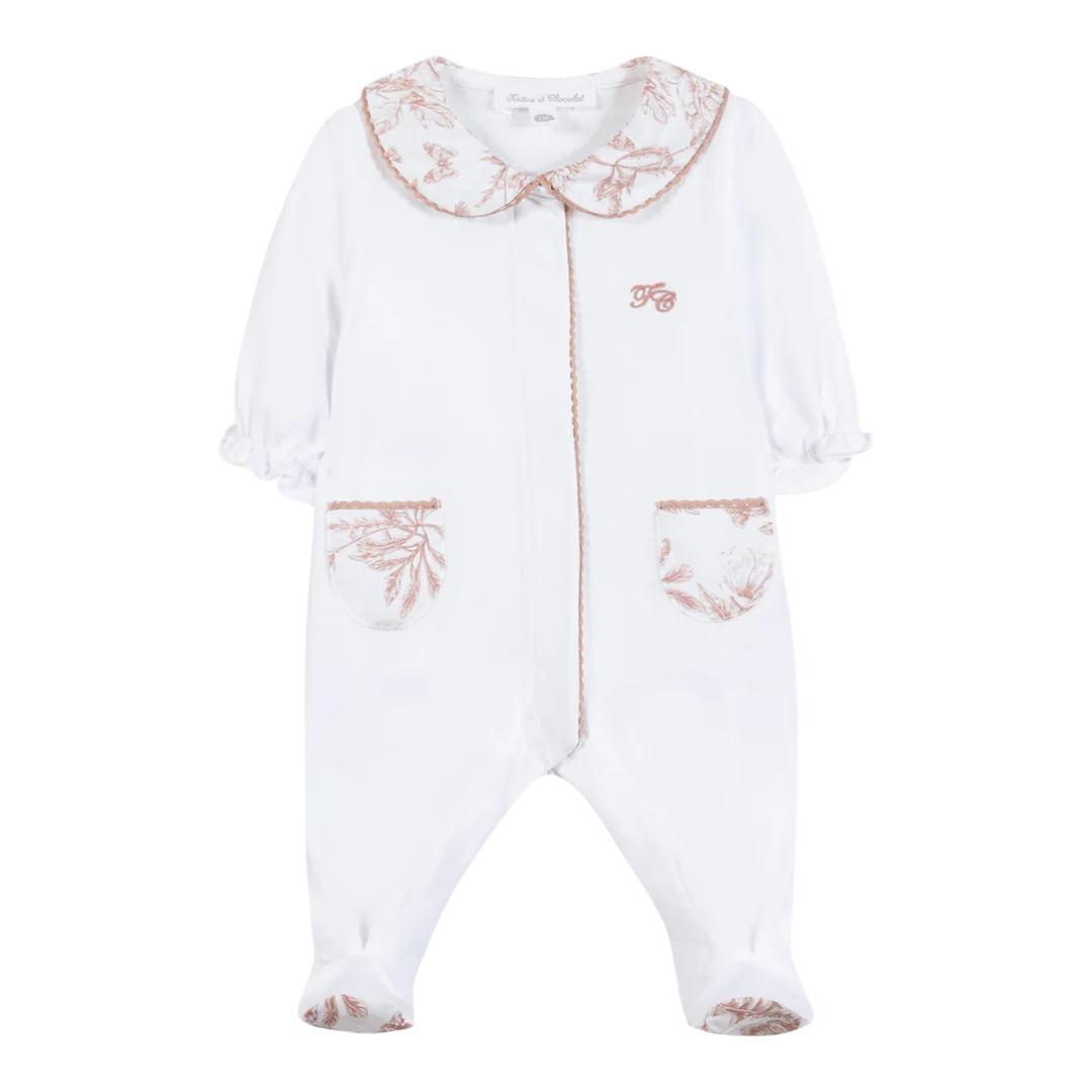 Baby Girls Terracotta Toile de Jouy Cotton Romper
