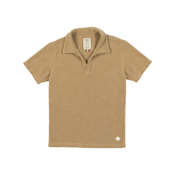 Boy Terry Knitted Polo Shirt - Brown