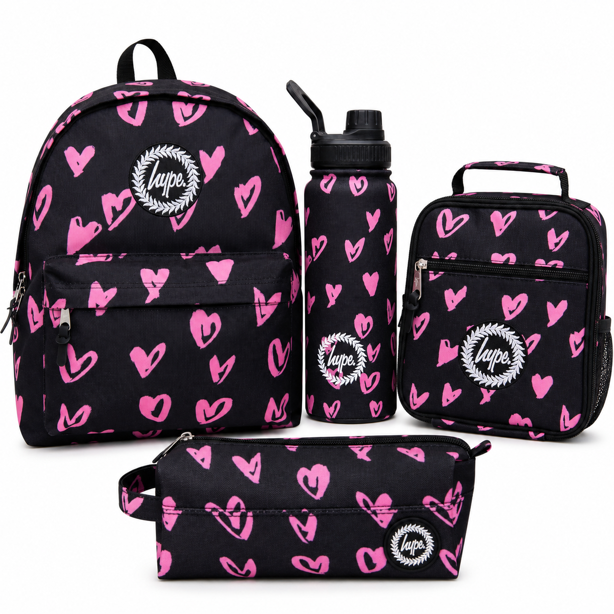 Black Pink Scribble Heart Set of 4 - Lil Bunnies - The Collective