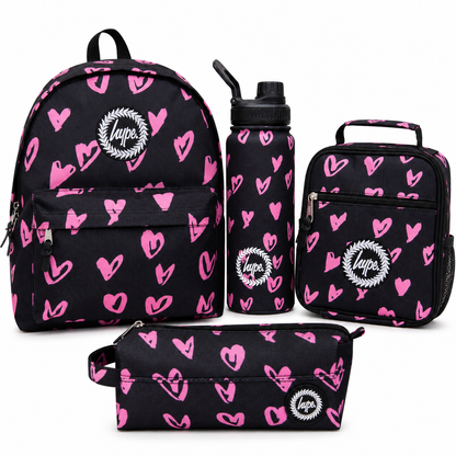 Black Pink Scribble Heart Set of 4 - Lil Bunnies - The Collective
